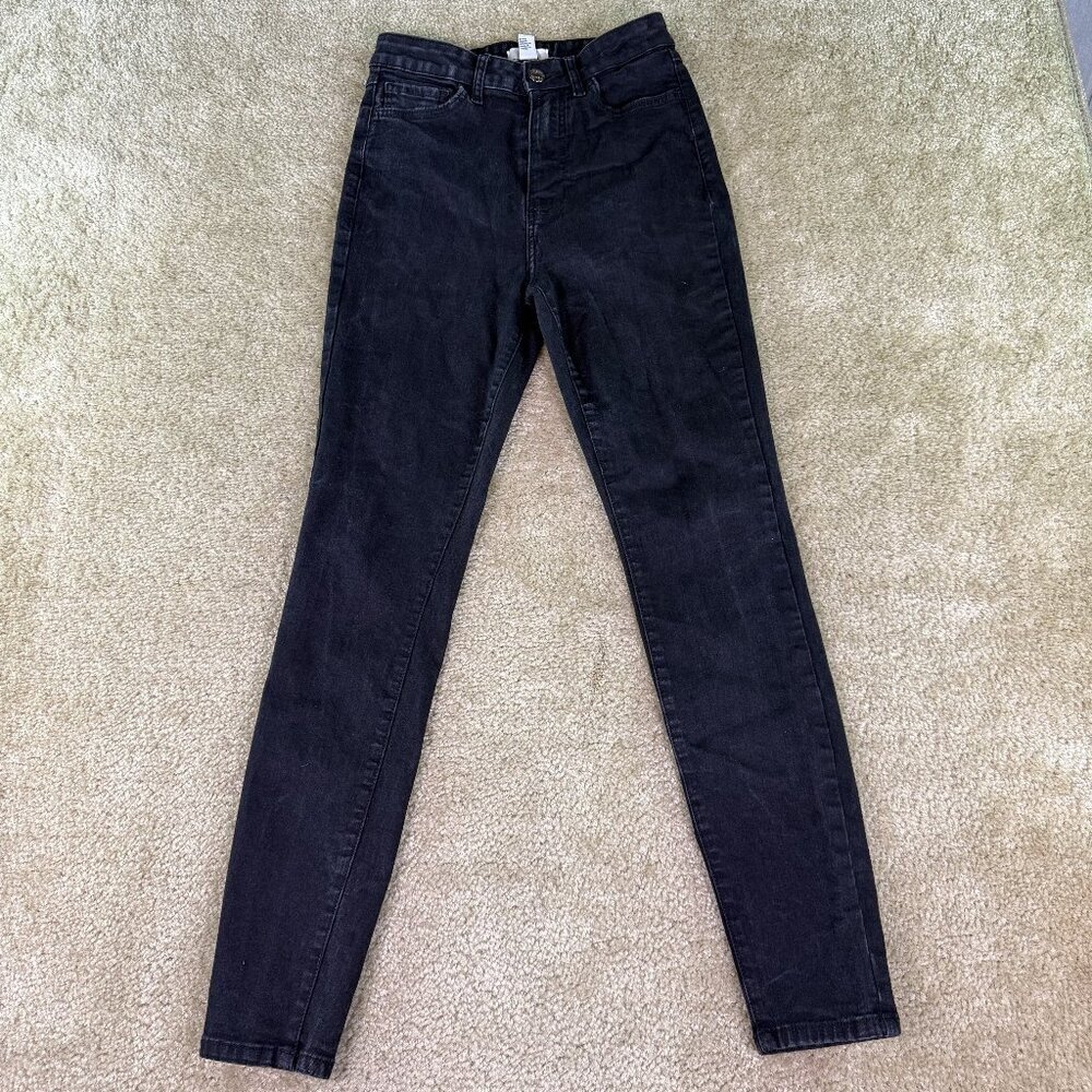 Forever 21 Women's Denim High Rise Skinny Jeggings Black Jeans Size M E743